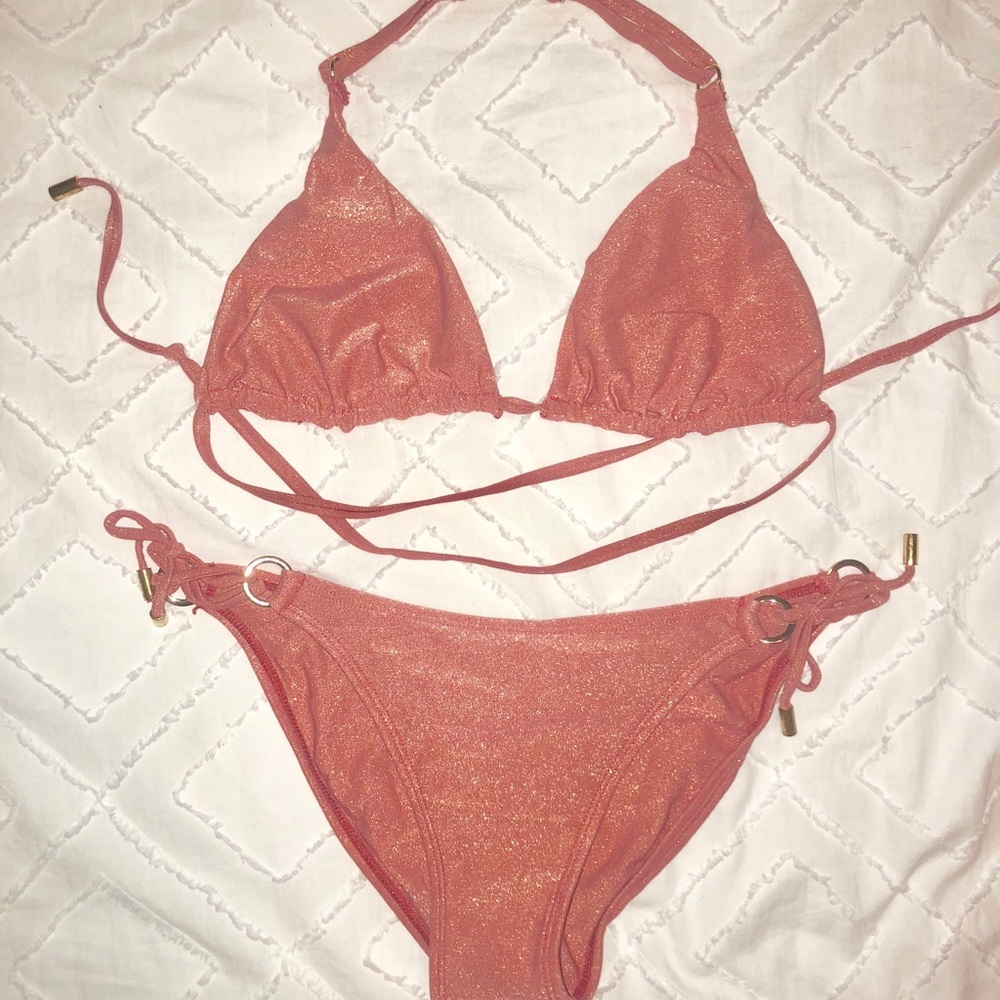 Coral and Gold Bathing Suit